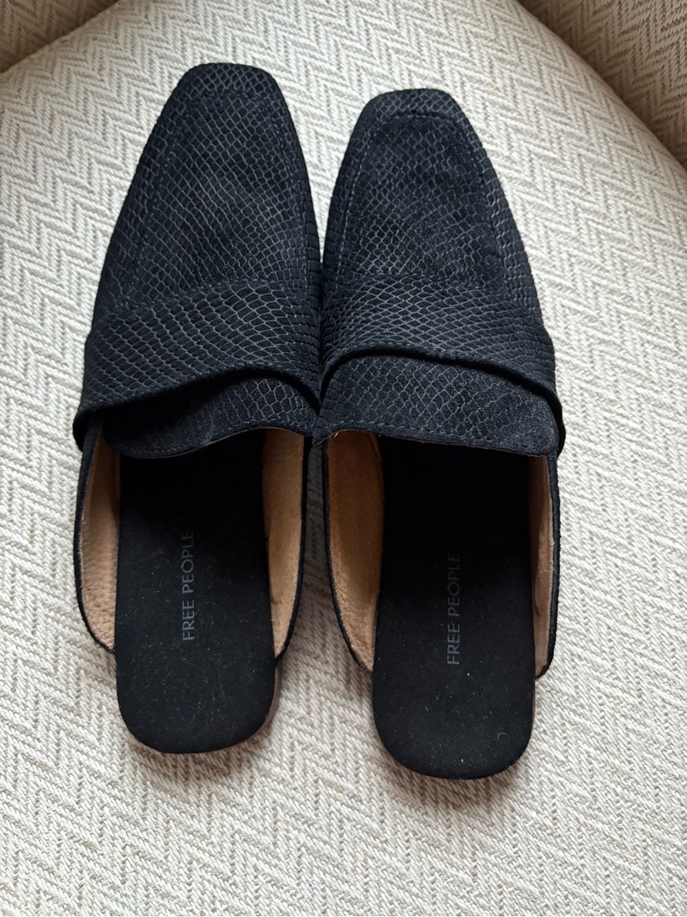 Free People Black At Ease Textured Slip-On Mules